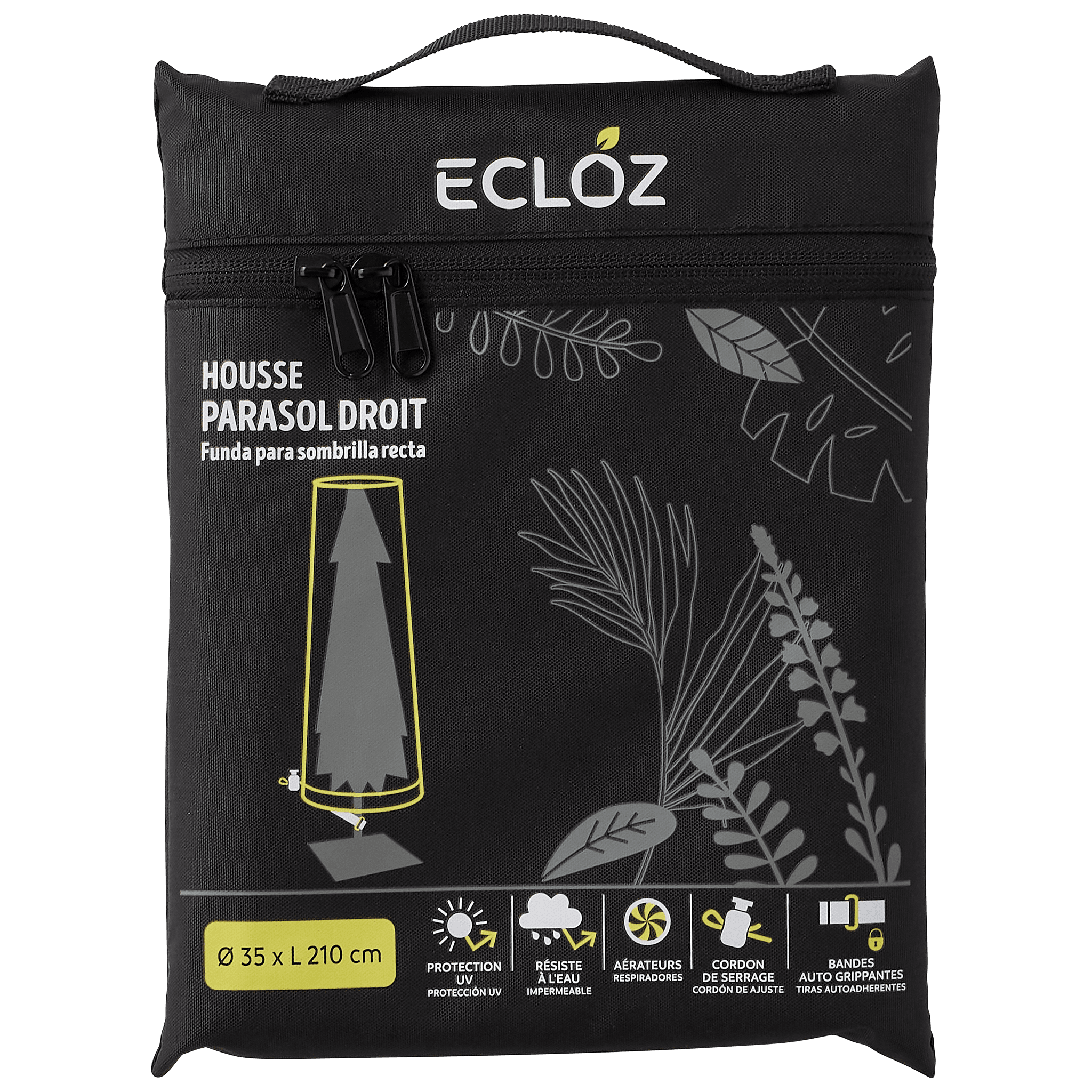 Ecloz - Housse de parasol droit imperméable polyester anthracite ECLOZ - Image 4