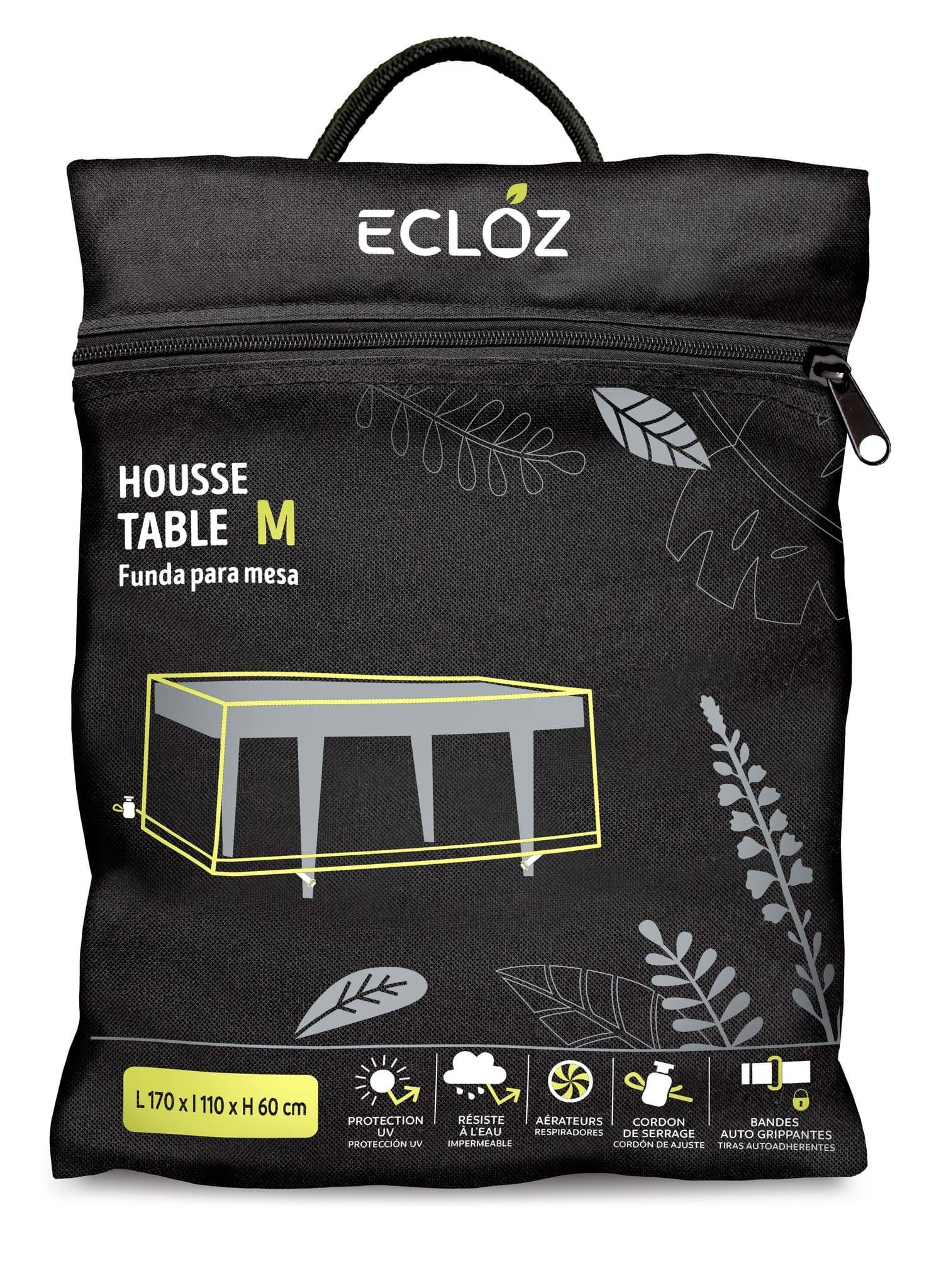 Ecloz - Housse Table de Jardin imperméable polyester taille M anthracite ECLOZ