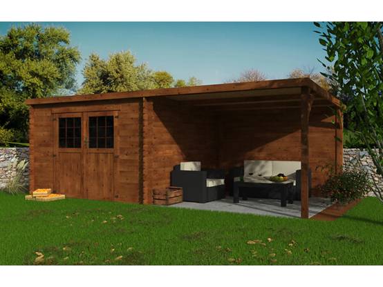 Decor et Jardin - Abri de jardin bois traité auvent toit plat 18m² Eden Décor et Jardin - Image 1