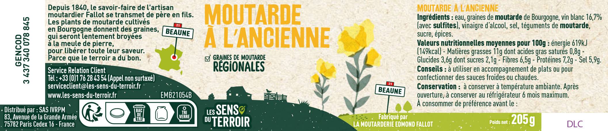 Les Sens du Terroir - Moutarde à l'ancienne 205 g - Les Sens du Terroir - Image 3
