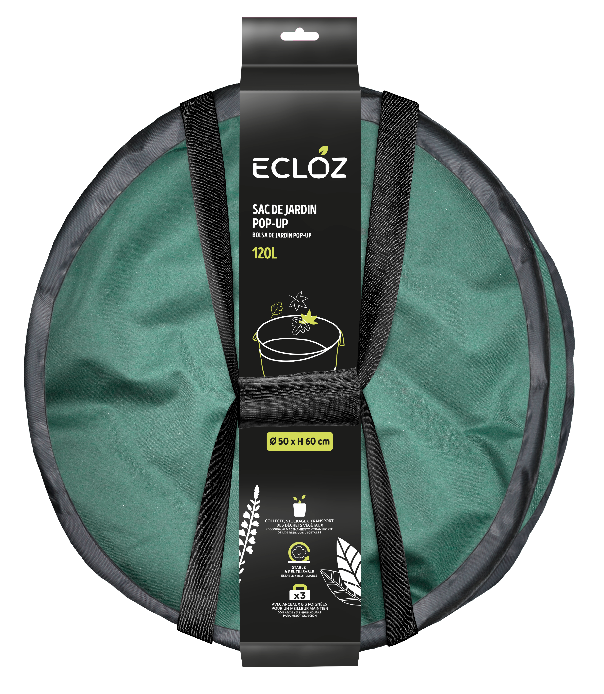 Ecloz - Sac de jardin pop-up 120 L, Ø 50 x H 60 cm - ECLOZ - Image 9