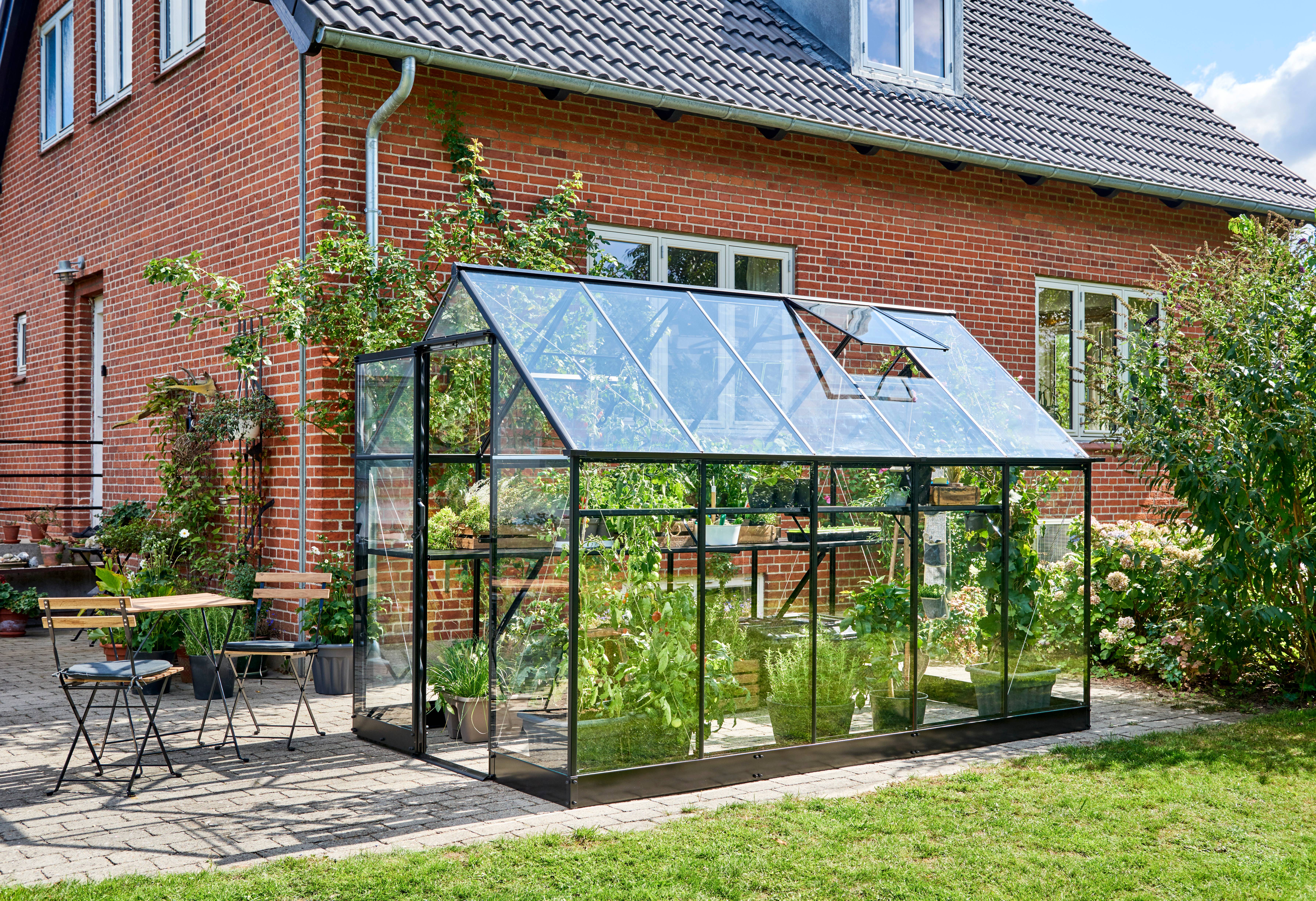 Halls - Serre de jardin verre trempé aluminium noir 5,9 m² Qube 6 - Halls - Image 1