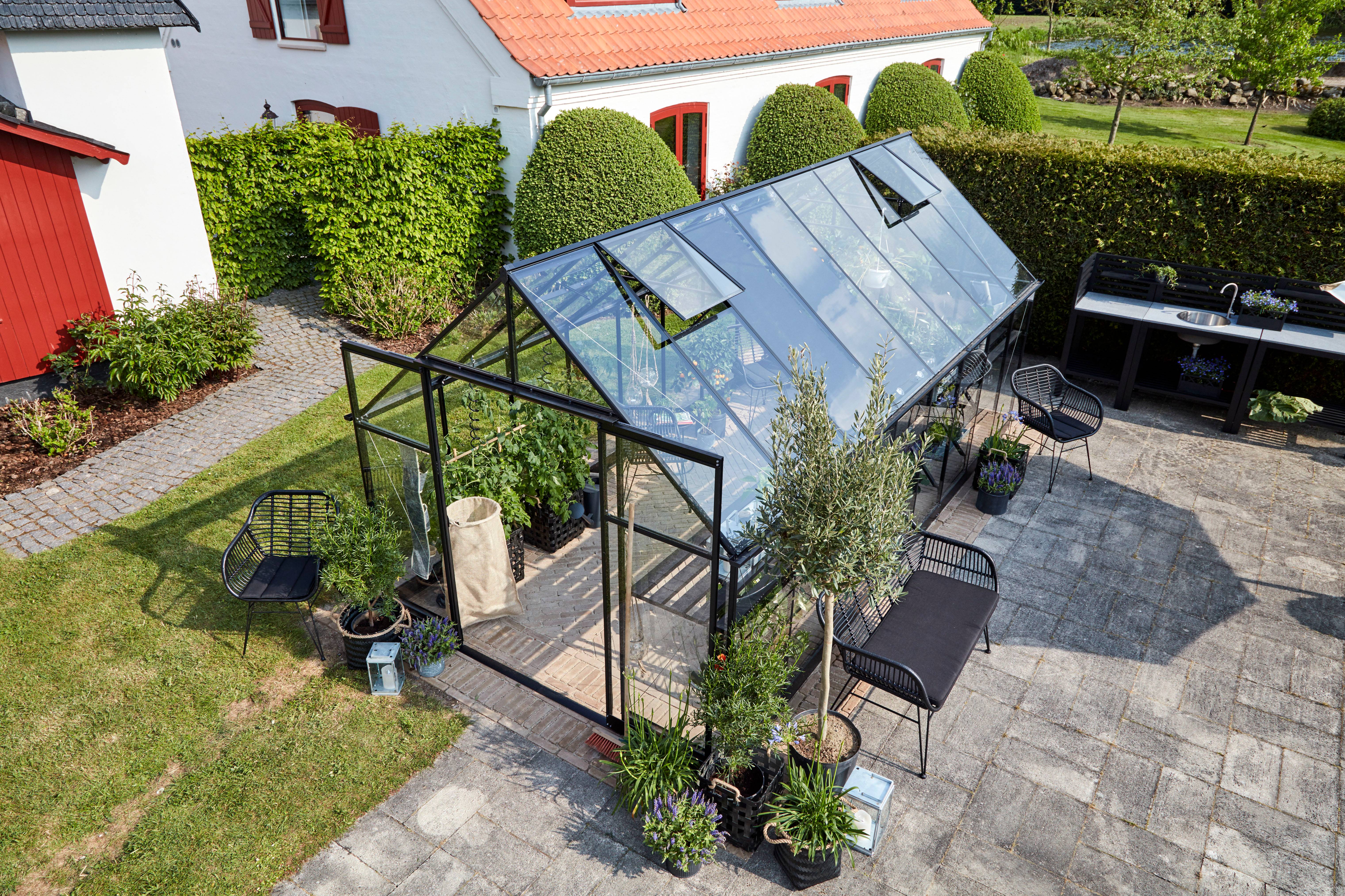 Halls - Serre de jardin verre trempé aluminium noir 12,5 m² Qube 8 - Halls - Image 5