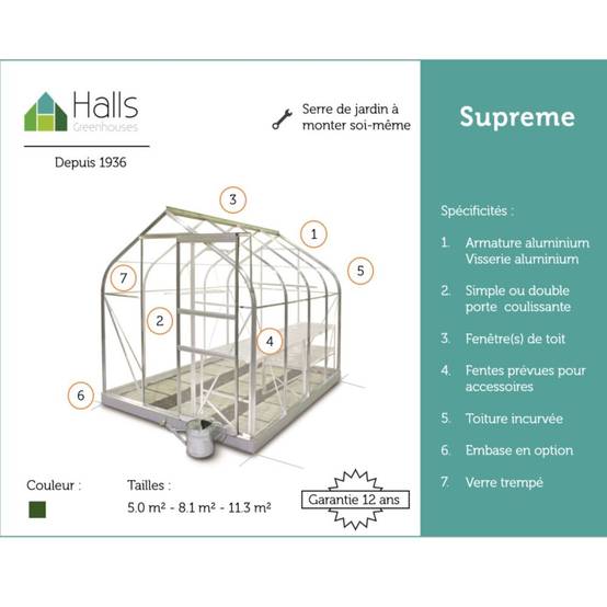 Halls - Serre de jardin Supreme verre trempé 8.1 m² - Halls - Image 2