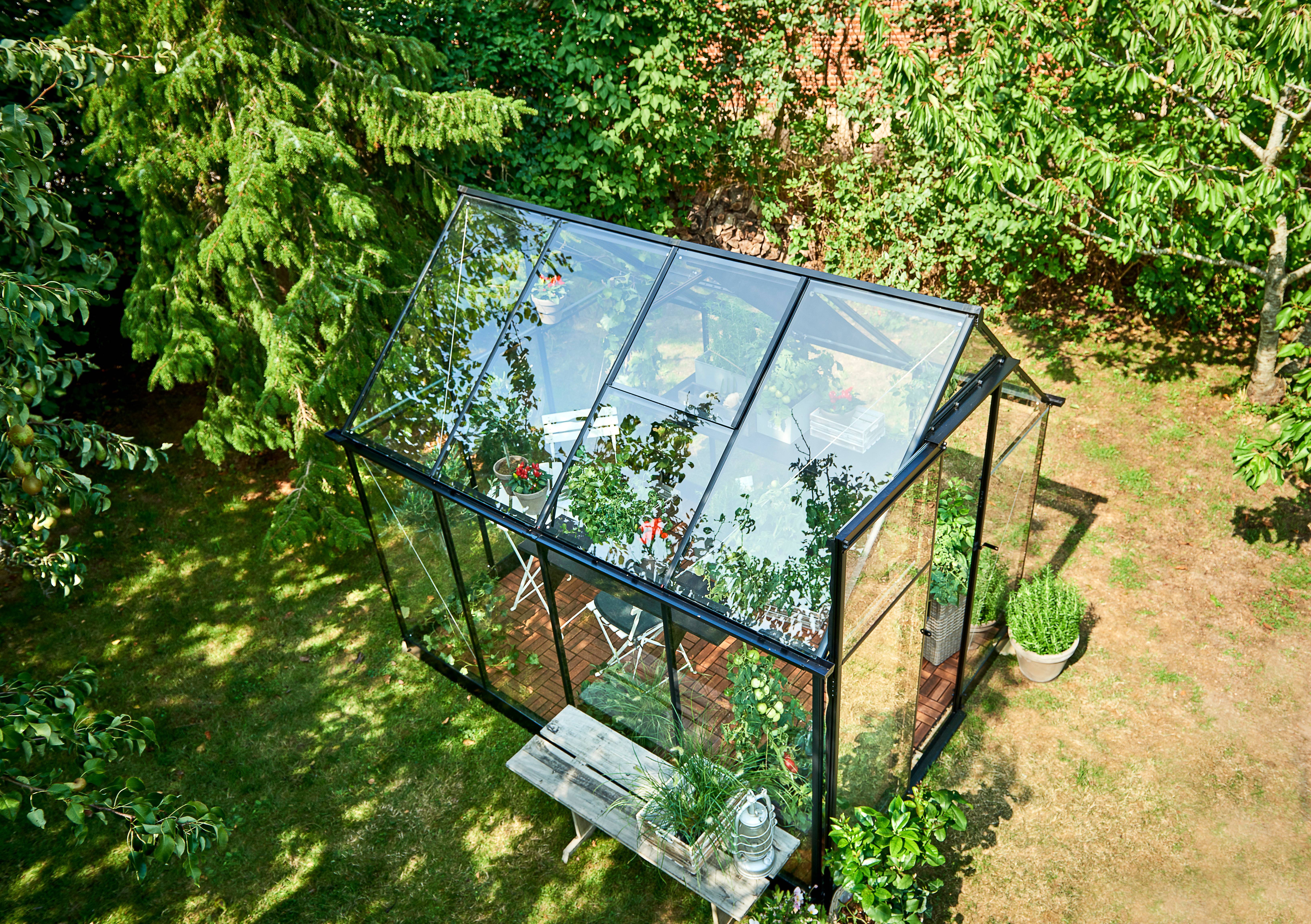 Halls - Serre de jardin verre trempé aluminium noir 4,7 m² Qube 6 - Halls - Image 5