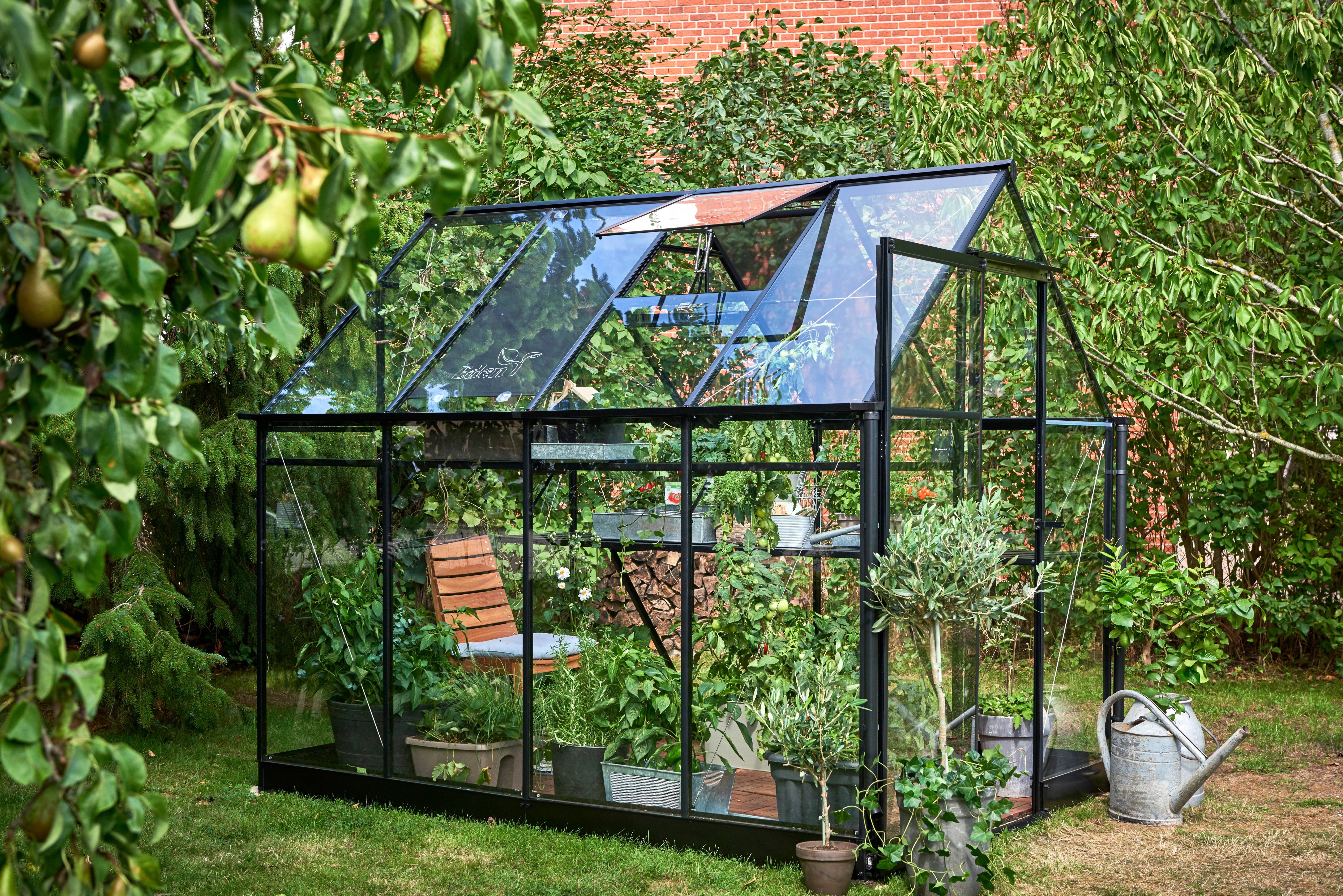 Halls - Serre de jardin verre trempé aluminium noir 4,7 m² Qube 6 - Halls - Image 1