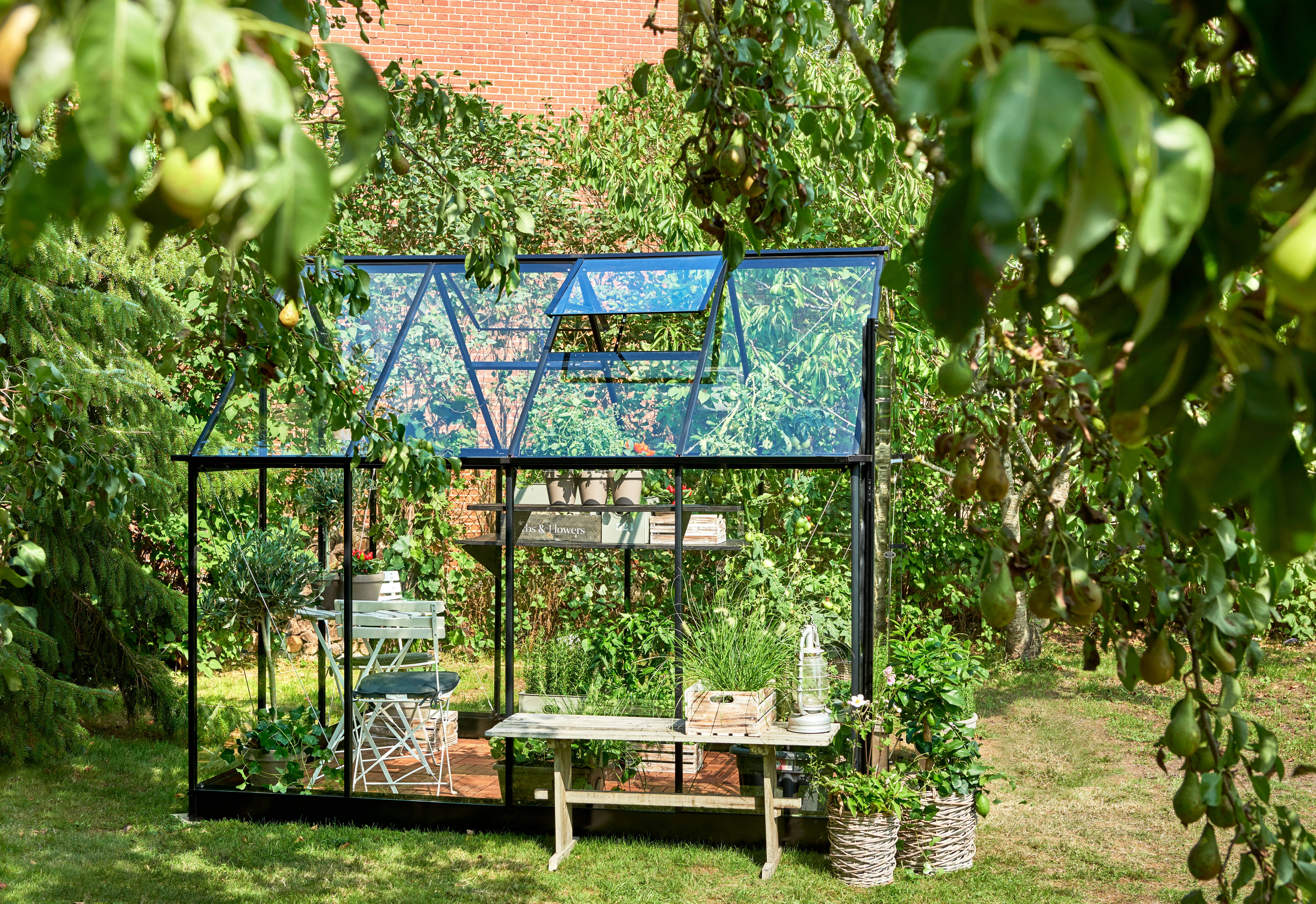 Halls - Serre de jardin verre trempé aluminium noir 4,7 m² Qube 6 - Halls - Image 3