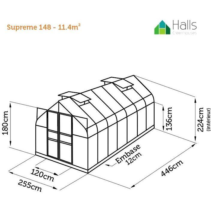 Halls - Serre de jardin Supreme verre trempé 11,4 m² + embase - Halls - Image 18