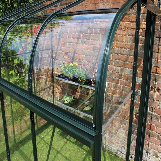 Halls - Serre adossée en verre trempé Silverline vert 7.5 m² + embase - Image 8