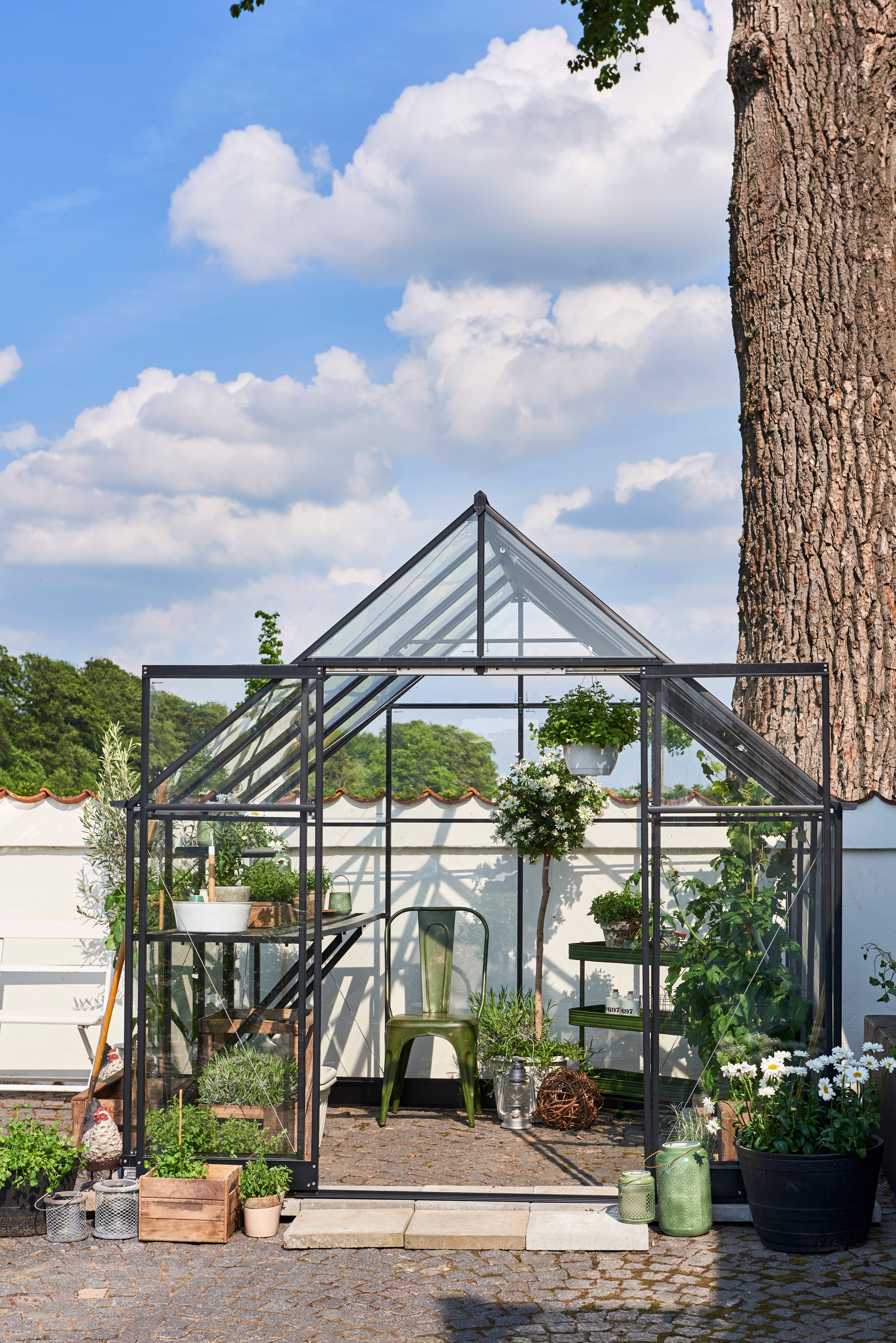 Halls - Serre de jardin verre trempé aluminium noir 6,3 m² Qube 8 - Halls - Image 1