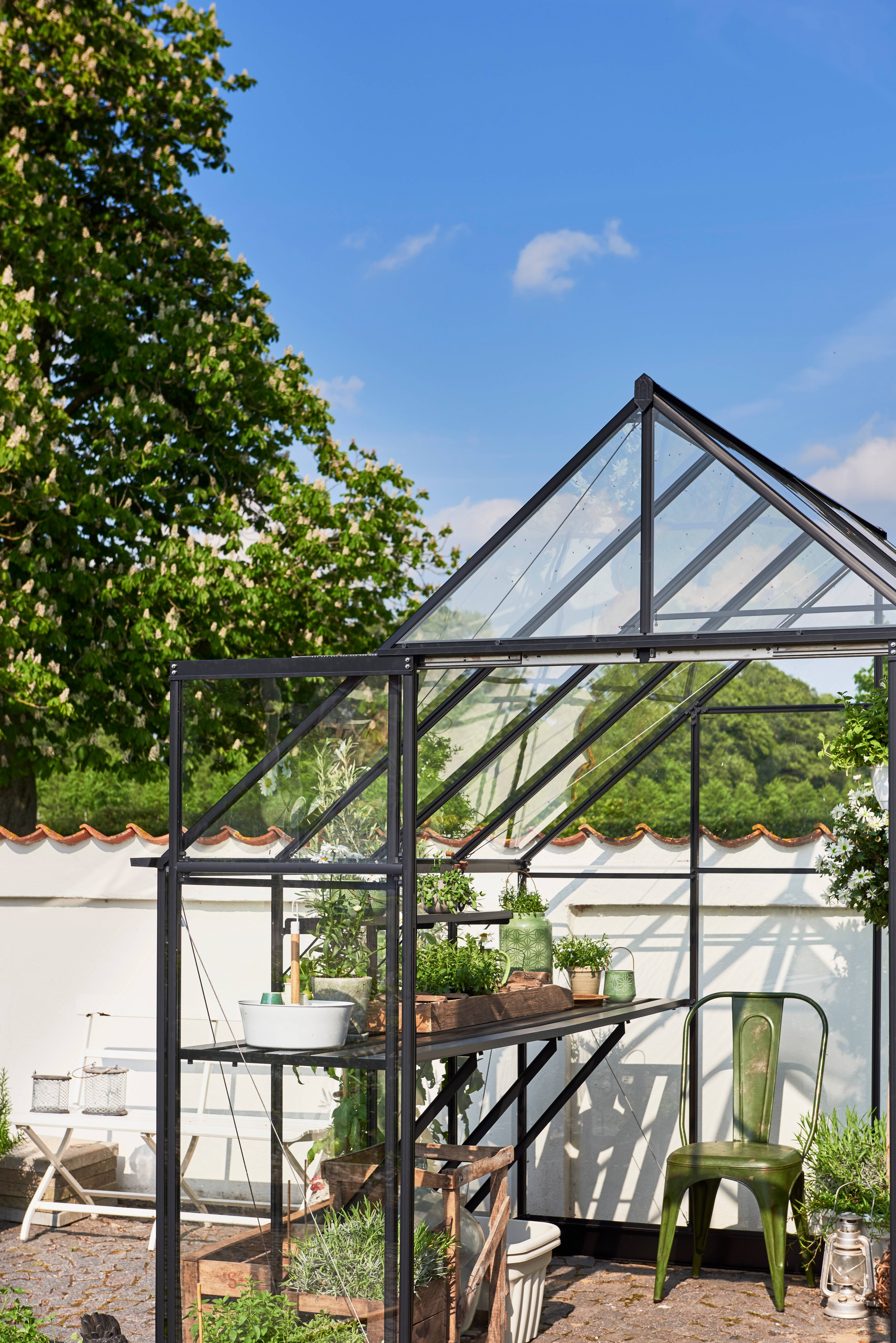Halls - Serre de jardin verre trempé aluminium noir 6,3 m² Qube 8 - Halls - Image 9