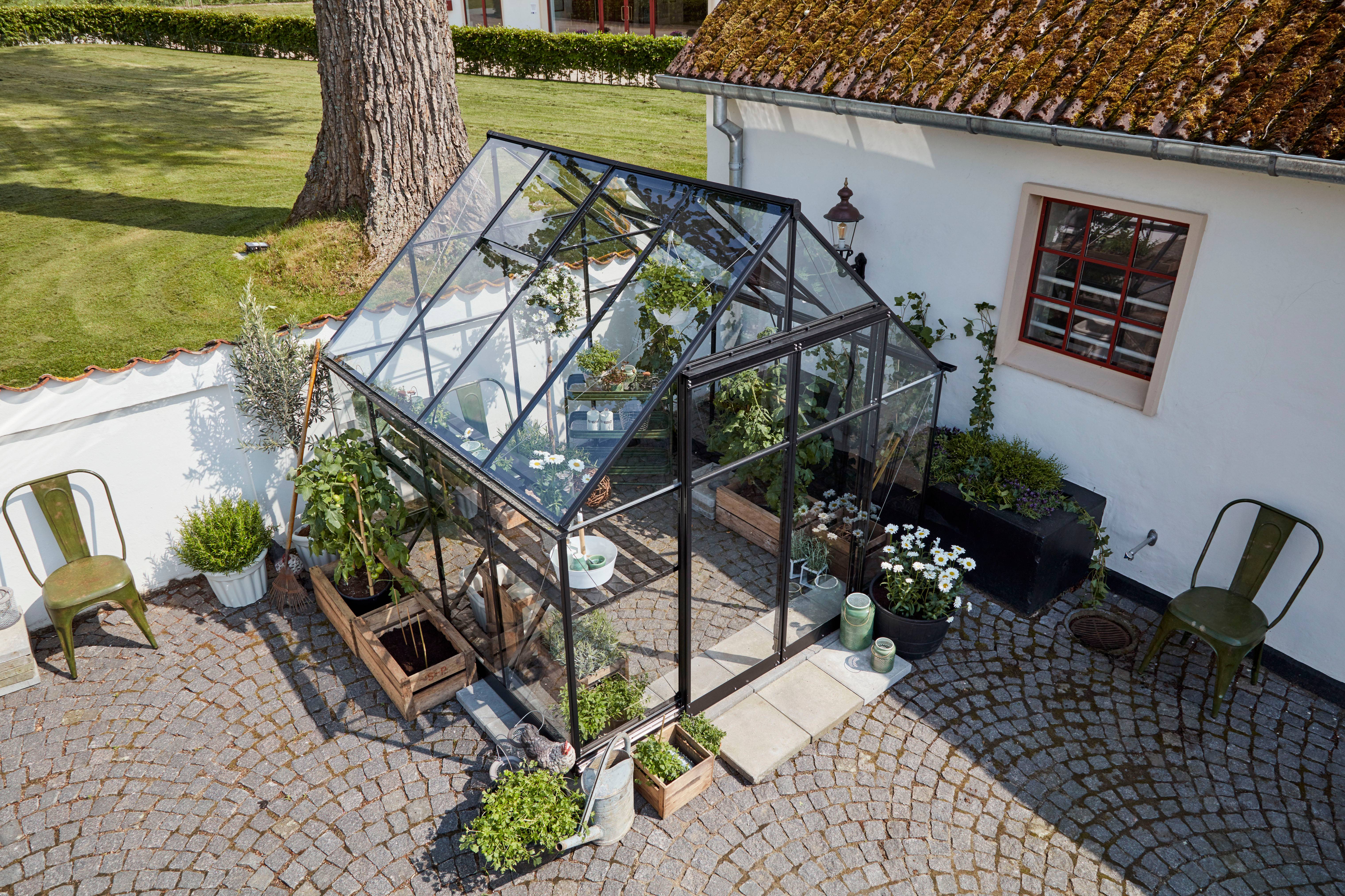 Halls - Serre de jardin verre trempé aluminium noir 6,3 m² Qube 8 - Halls - Image 10