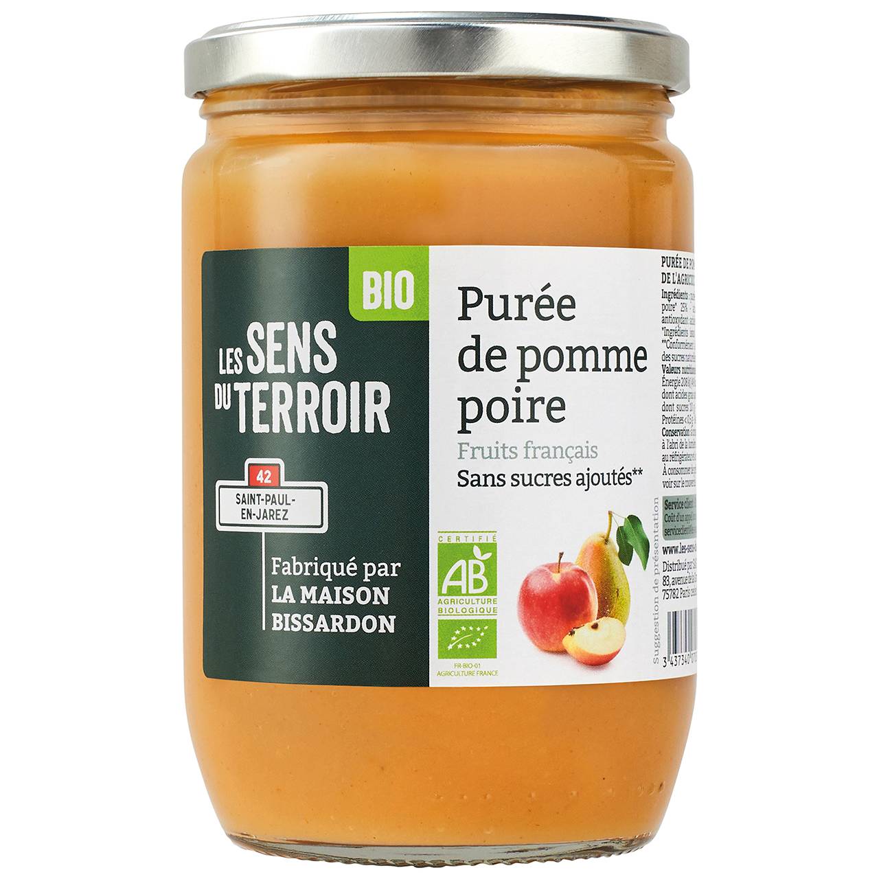 Les Sens du Terroir - Purée de pomme-poire BIO 620 g - Les Sens du Terroir