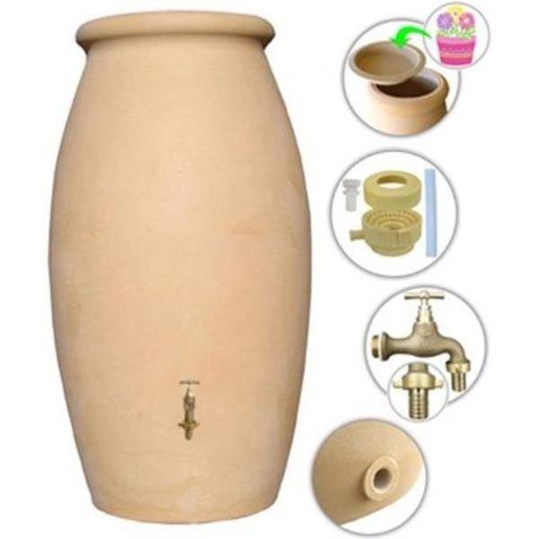 Belli - Récupérateur d'eau de pluie 500L robinet et collecteur inclus jarre PVC beige – BELLI - Image 2