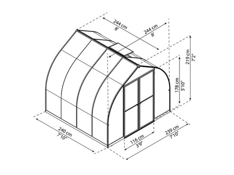Serre de Jardin Polycarbonate Double Paroi Argent 244 x 244 cm - PALRAM - Image 3
