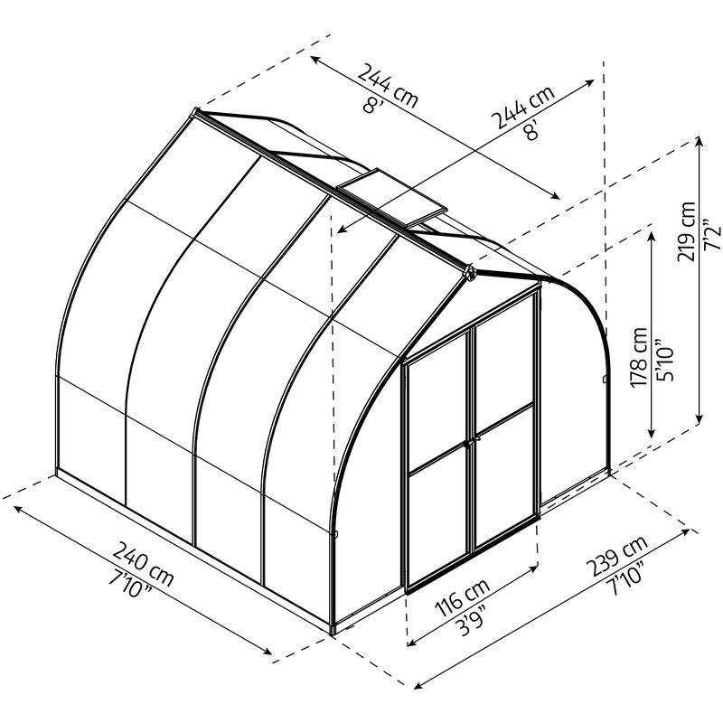 Serre de Jardin Polycarbonate Double Paroi Argent 244 x 244 cm - PALRAM - Image 16