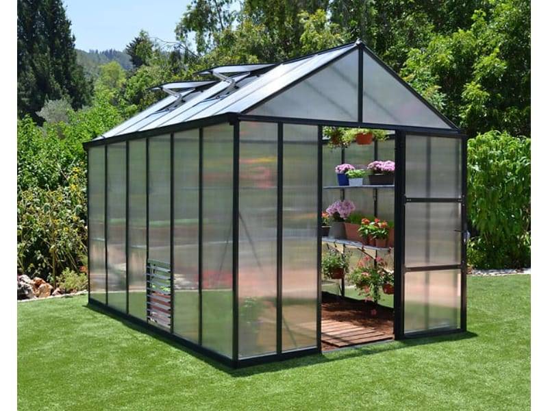 Serre de Jardin Polycarbonate Double Paroi Anthracite 244 x 364 cm Glory - PALRAM - Image 1
