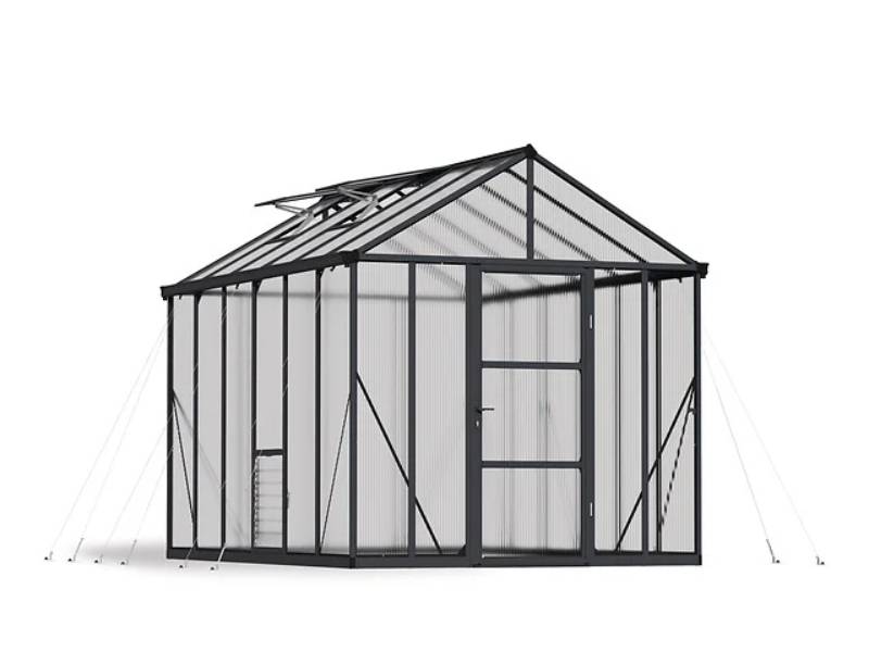 Serre de Jardin Polycarbonate Double Paroi Anthracite 244 x 364 cm Glory - PALRAM - Image 6
