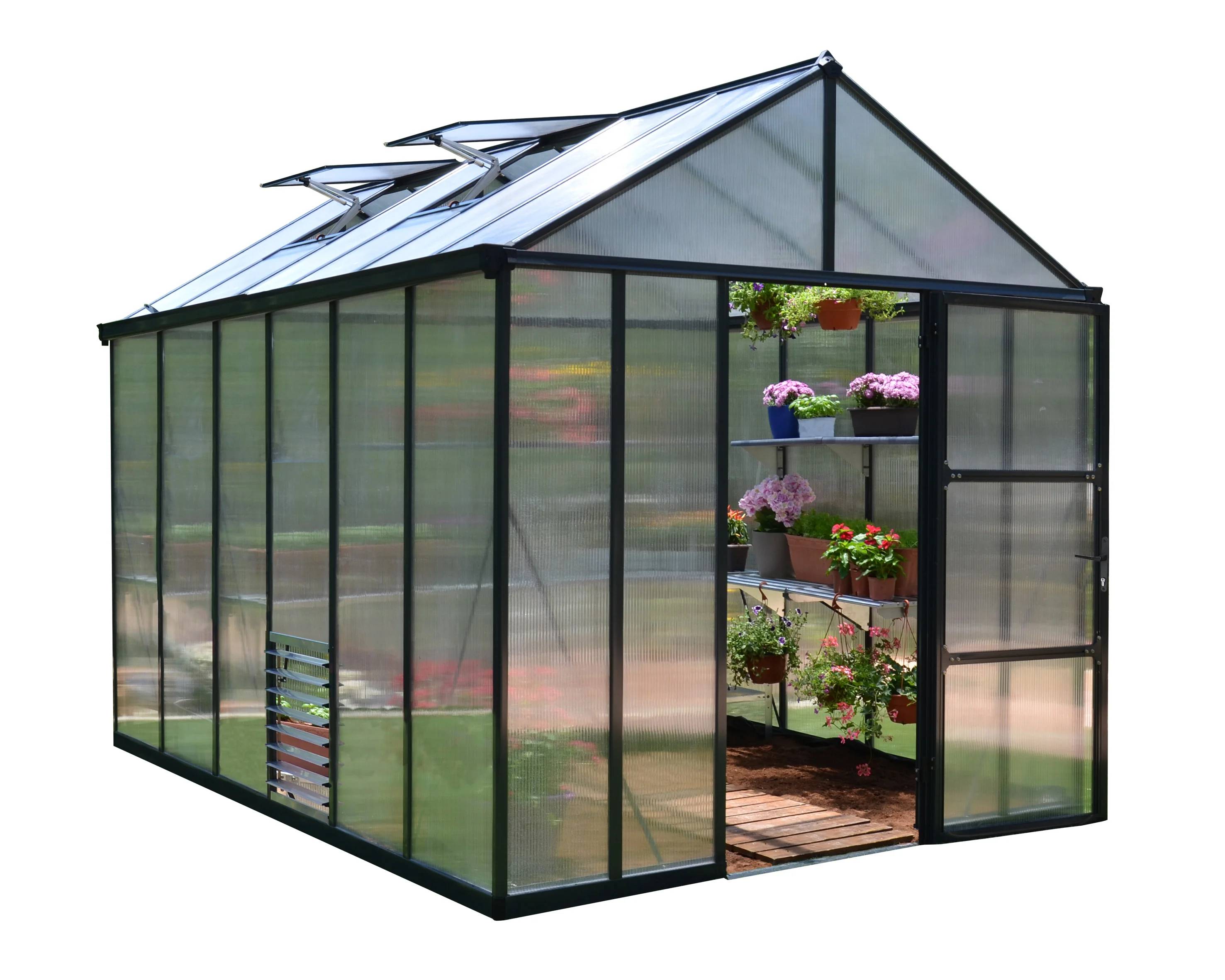 Serre de Jardin Polycarbonate Double Paroi Anthracite 244 x 364 cm Glory - PALRAM - Image 13