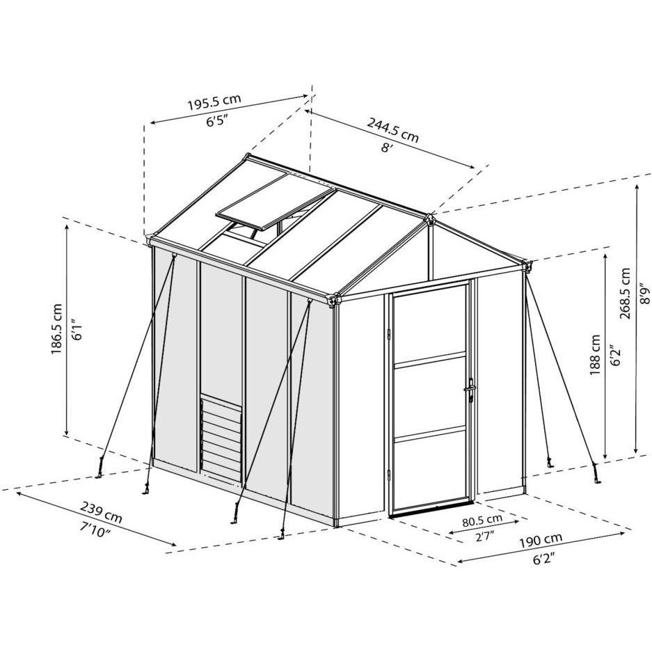 Canopia by Palram - Serre de jardin Polycarbonate Anthracite 4,54 m² – PALRAM - Image 12