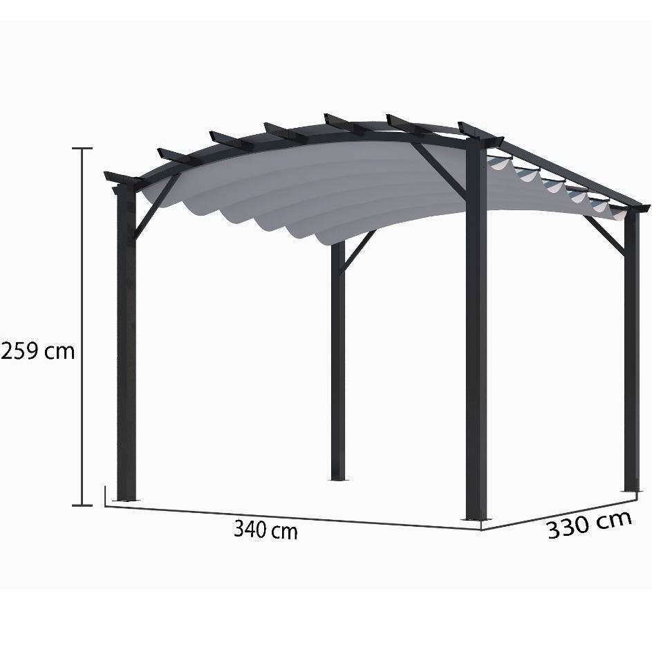 Pergola autoportante aluminium + toile coulissante 3,4 x 3,3 M - Image 7