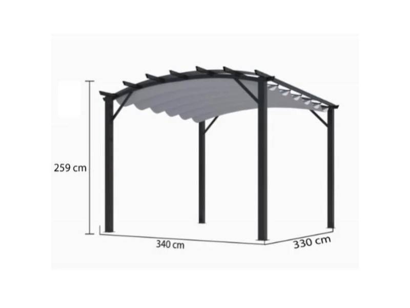 Pergola autoportante aluminium + toile coulissante 3,4 x 3,3 M - Image 6