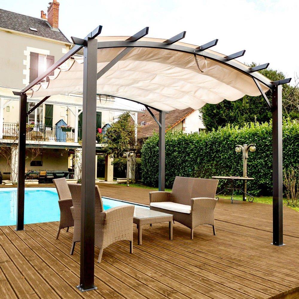 Pergola autoportante aluminium + toile coulissante 3,4 x 3,3 M - Image 4