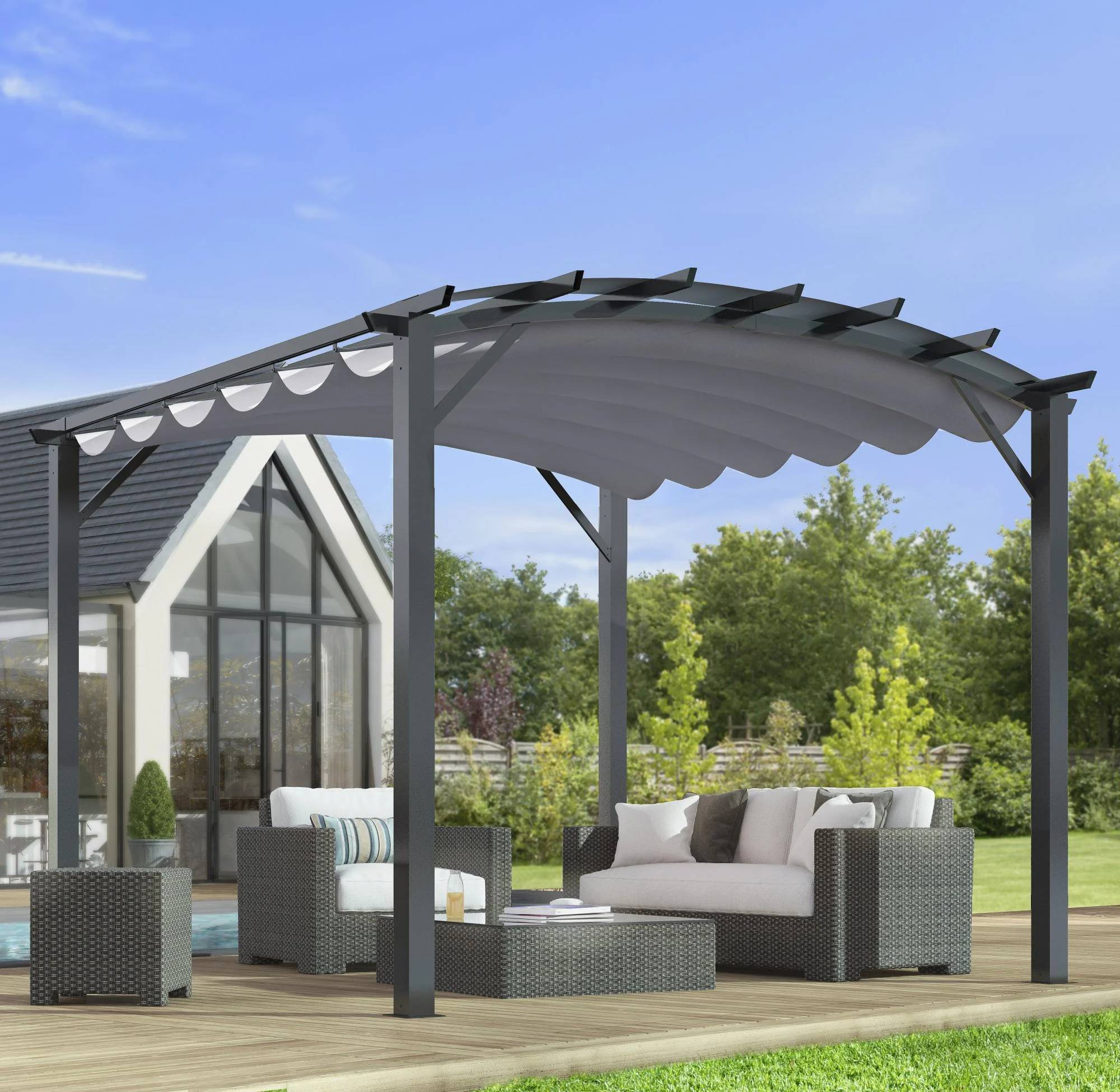 Pergola autoportante aluminium + toile coulissante 3,4 x 3,3 M - Image 9