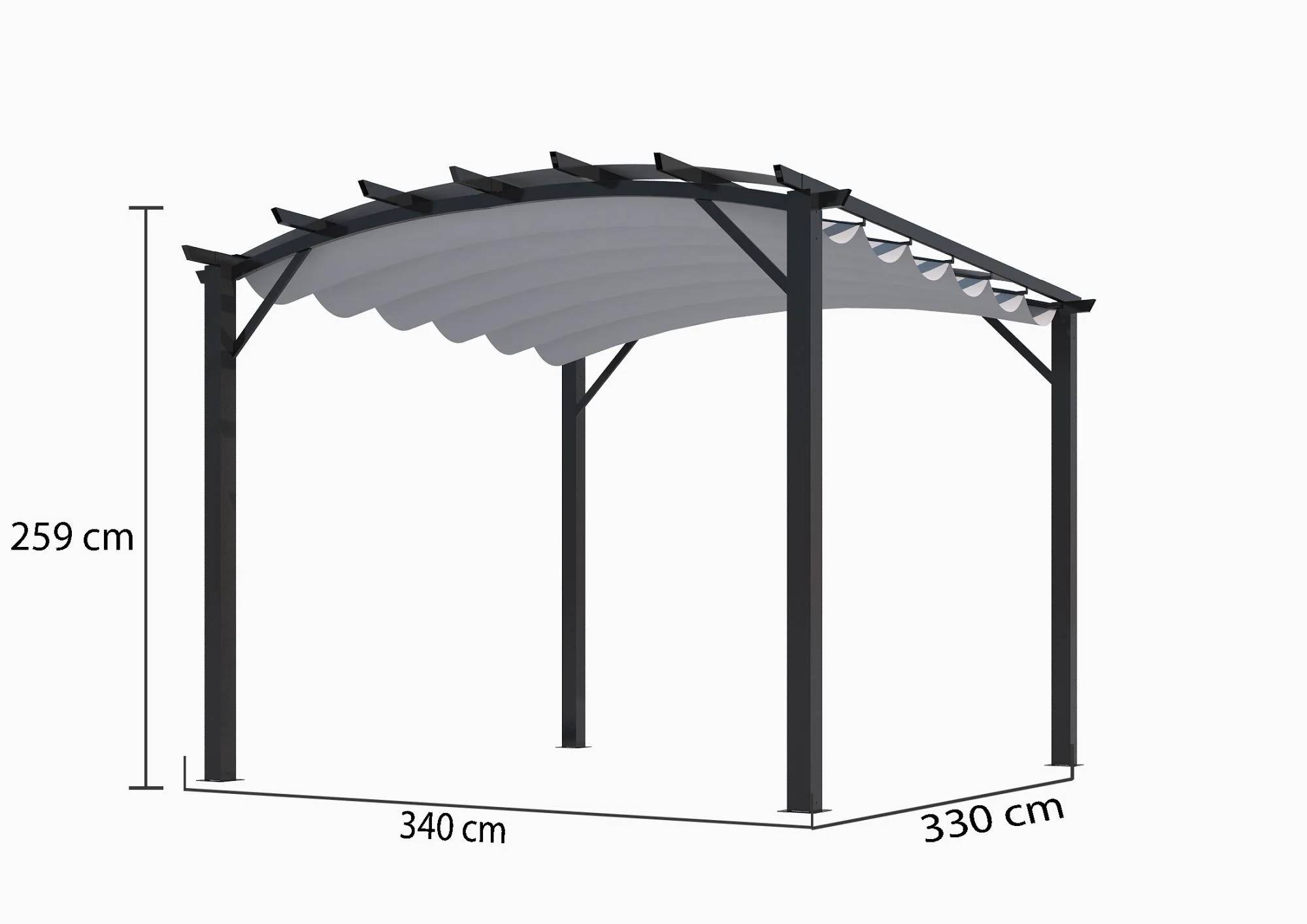 Pergola autoportante aluminium + toile coulissante 3,4 x 3,3 M - Image 11