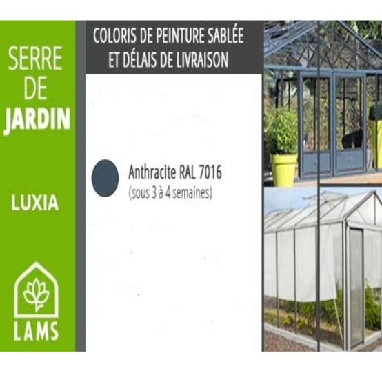 LAMS - Serre de jardin verre trempé aluminium anthracite 7,3 m² Luxia avec embase - Lams - Image 2