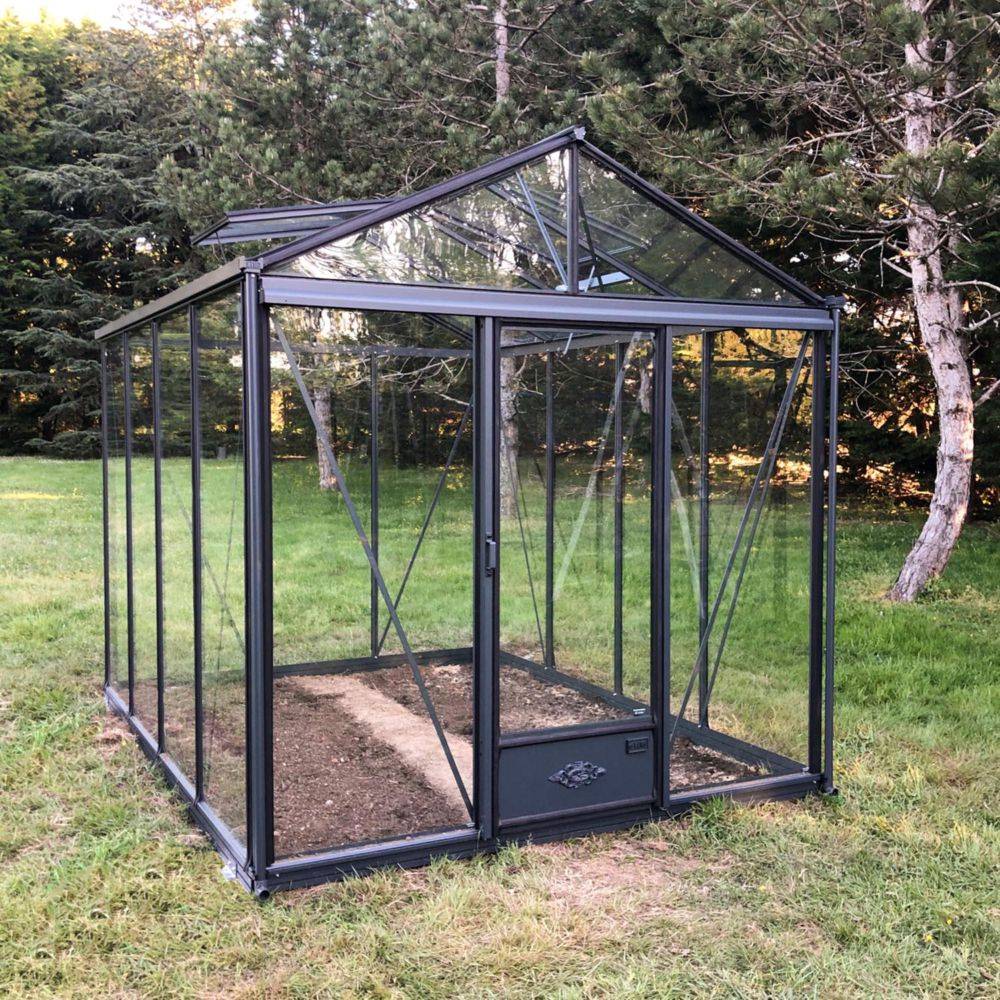 LAMS - Serre de jardin verre trempé aluminium anthracite 7,3 m² Luxia avec embase - Lams