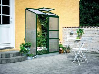 Halls - Serre de jardin adossée polycarbonate aluminium vert 0,9 m² Altan 2 - Halls