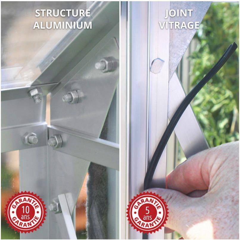 LAMS - Serre de jardin verre trempé aluminium anthracite 2,5 m² Allium avec embase - Lams - Image 8