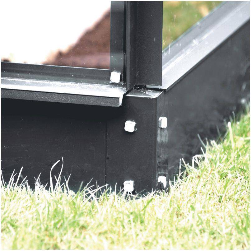 LAMS - Serre de jardin verre trempé aluminium anthracite 4,9 m² Allium avec embase - Lams - Image 8