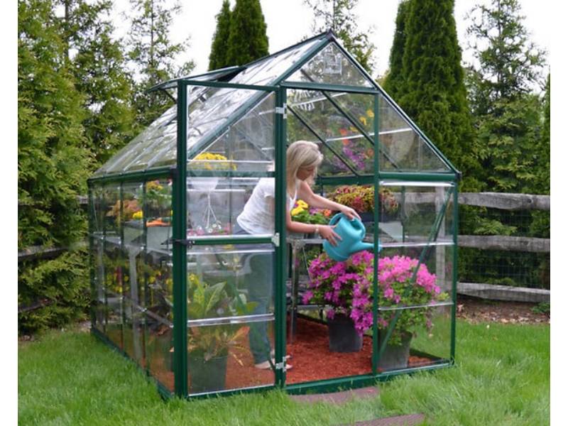 Canopia by Palram - Serre de jardin polycarbonate aluminium vert 4,6 m² Harmony avec embase - Canopia by Palram - Image 8