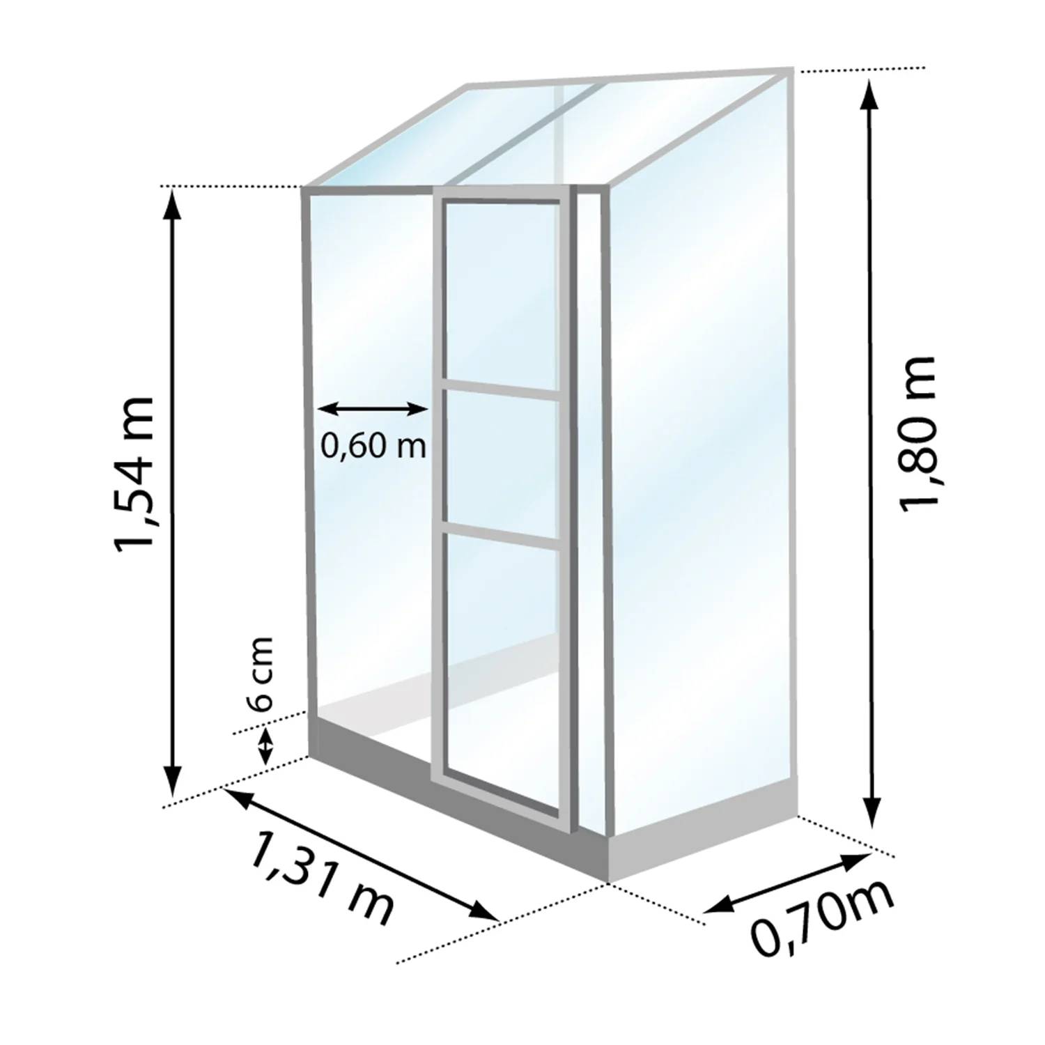 LAMS - Serre de jardin adossée verre trempé aluminium anthracite 0,9 m² Melissa avec embase - Lams - Image 8