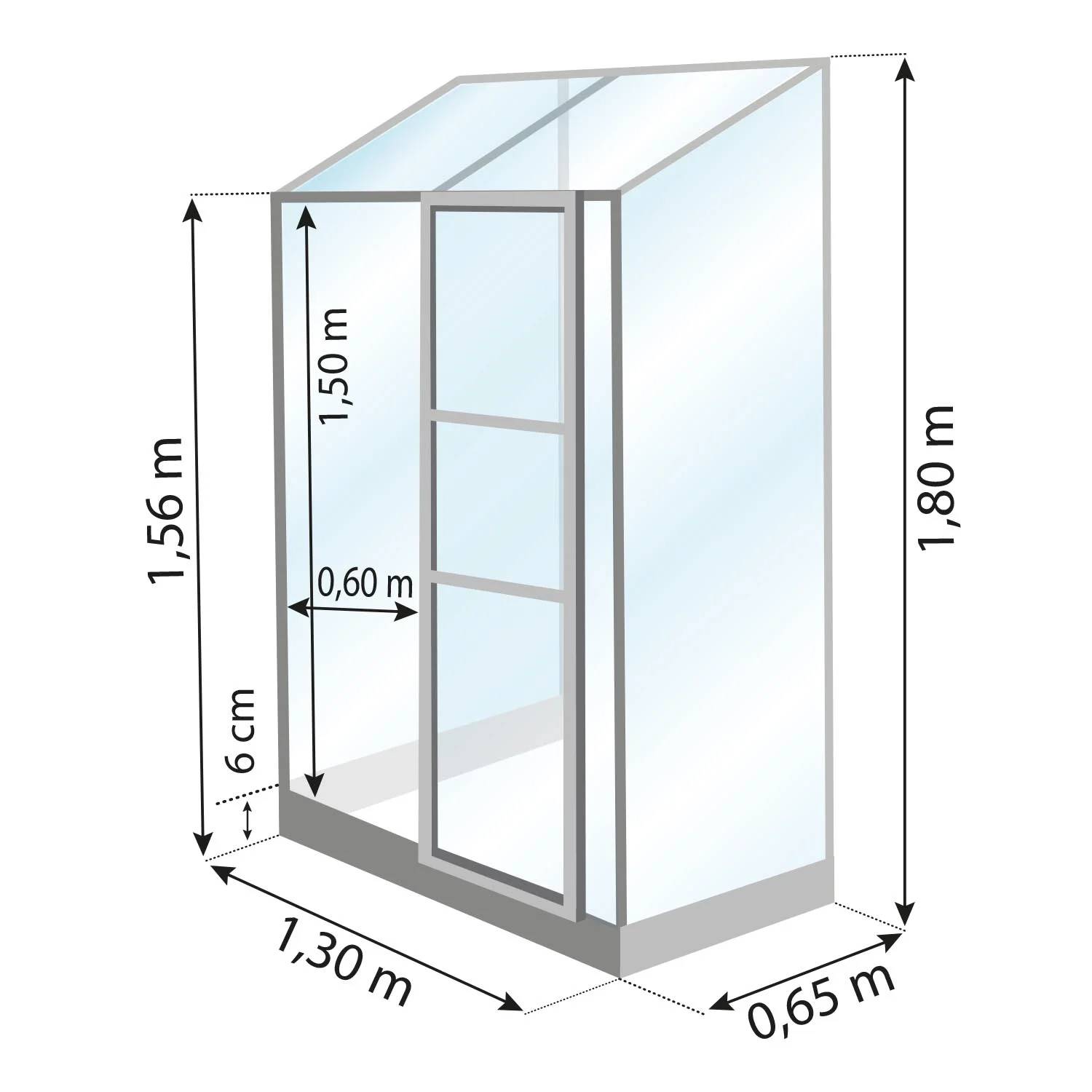 LAMS - Serre de jardin adossée verre trempé aluminium anthracite 0,9 m² Melissa avec embase - Lams - Image 7