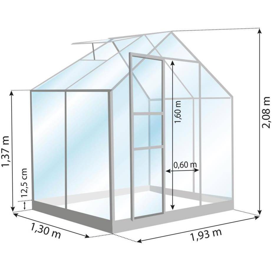 LAMS - Serre de jardin verre trempé aluminium brut 2,5 m² Allium avec embase - Lams - Image 6