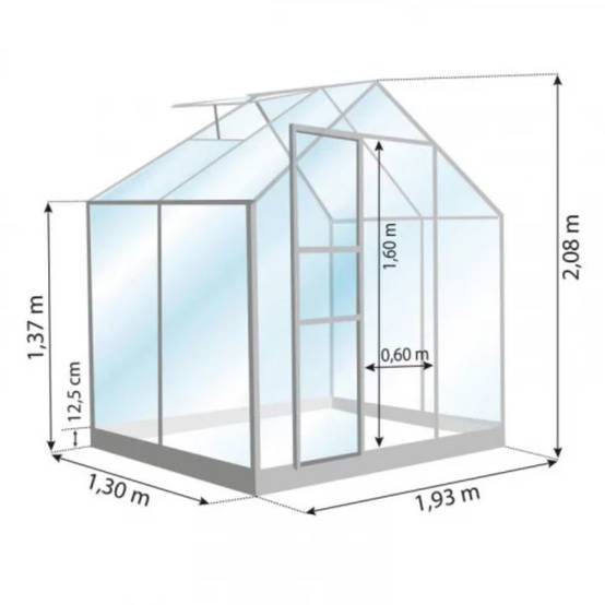 LAMS - Serre de jardin verre trempé aluminium brut 2,5 m² Allium avec embase - Lams - Image 5