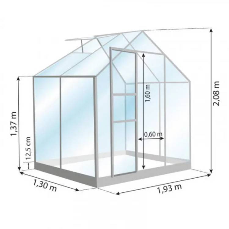 LAMS - Serre de jardin verre trempé aluminium brut 2,5 m² Allium avec embase - Lams - Image 5