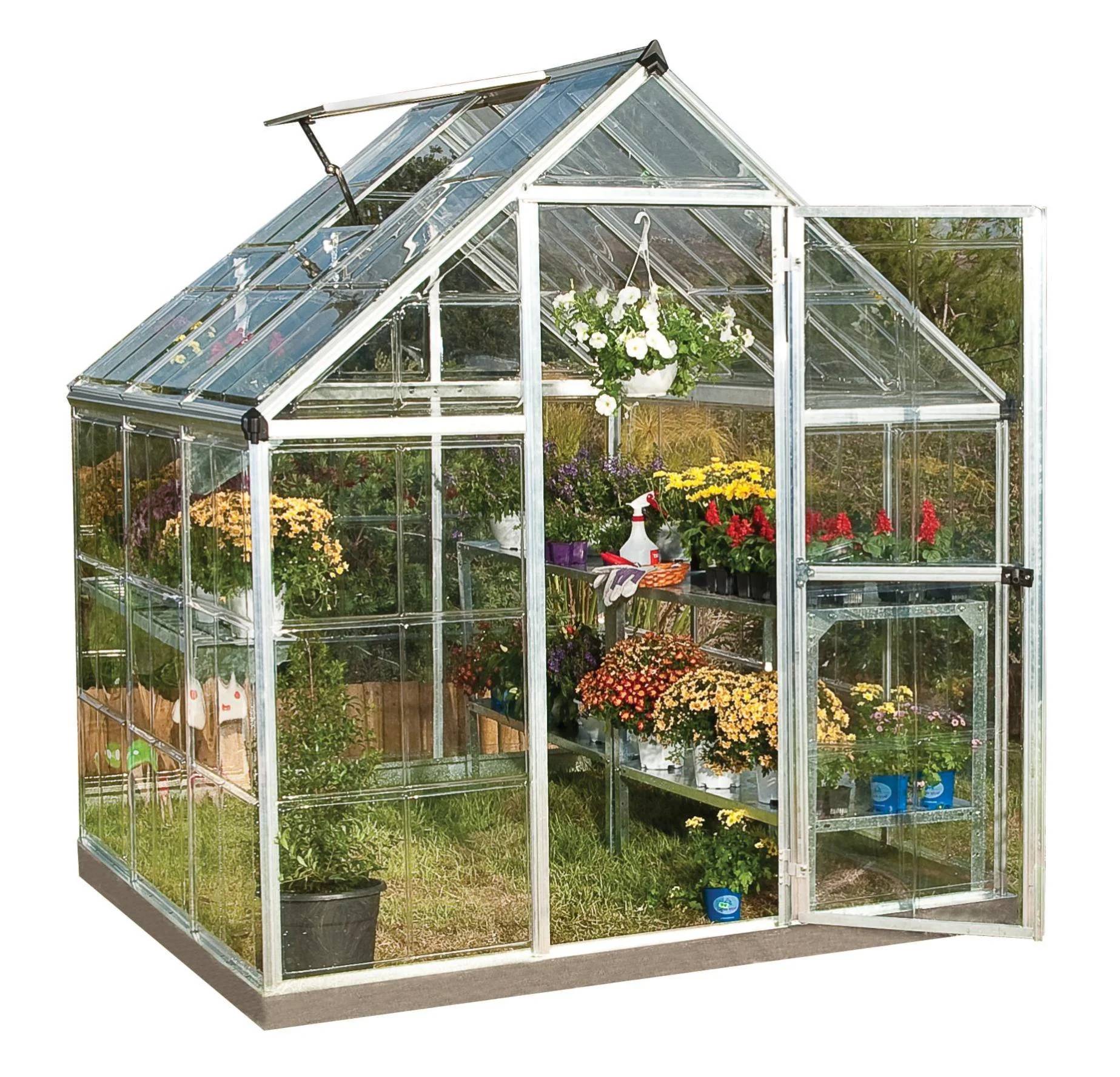 Canopia by Palram - Serre de jardin polycarbonate aluminium brut 3,4 m² Harmony avec embase - Canopia by Palram - Image 17