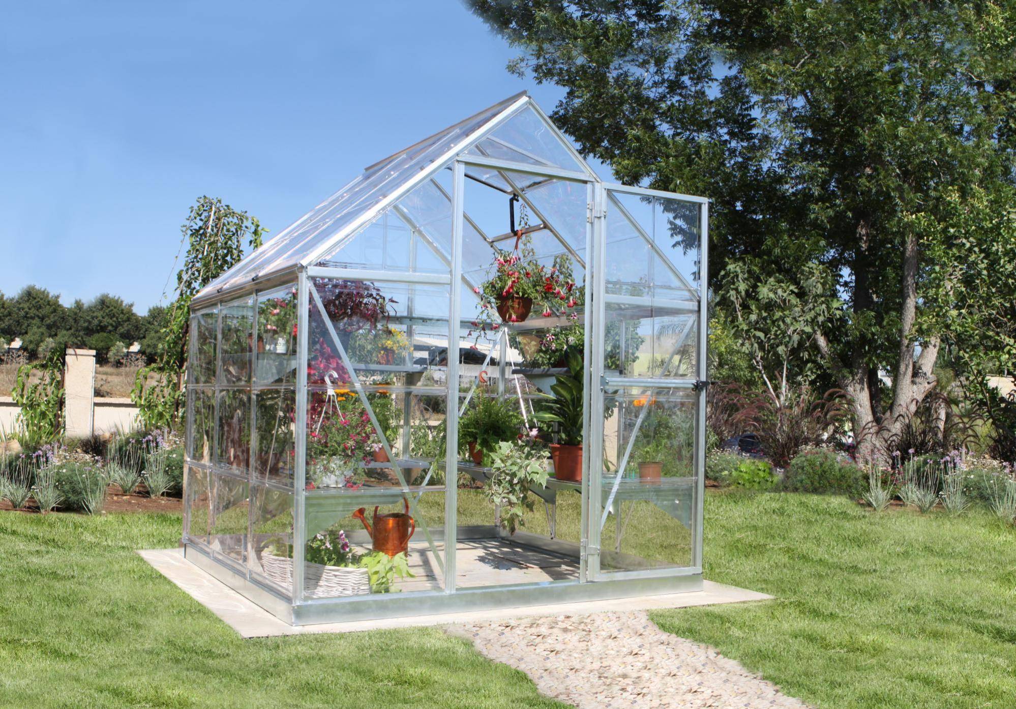 Canopia by Palram - Serre de jardin polycarbonate aluminium brut 3,4 m² Harmony avec embase - Canopia by Palram - Image 1
