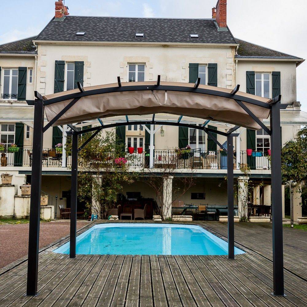 Pergola autoportante aluminium + toile coulissante 3,4 x 3,3 M - Image 2