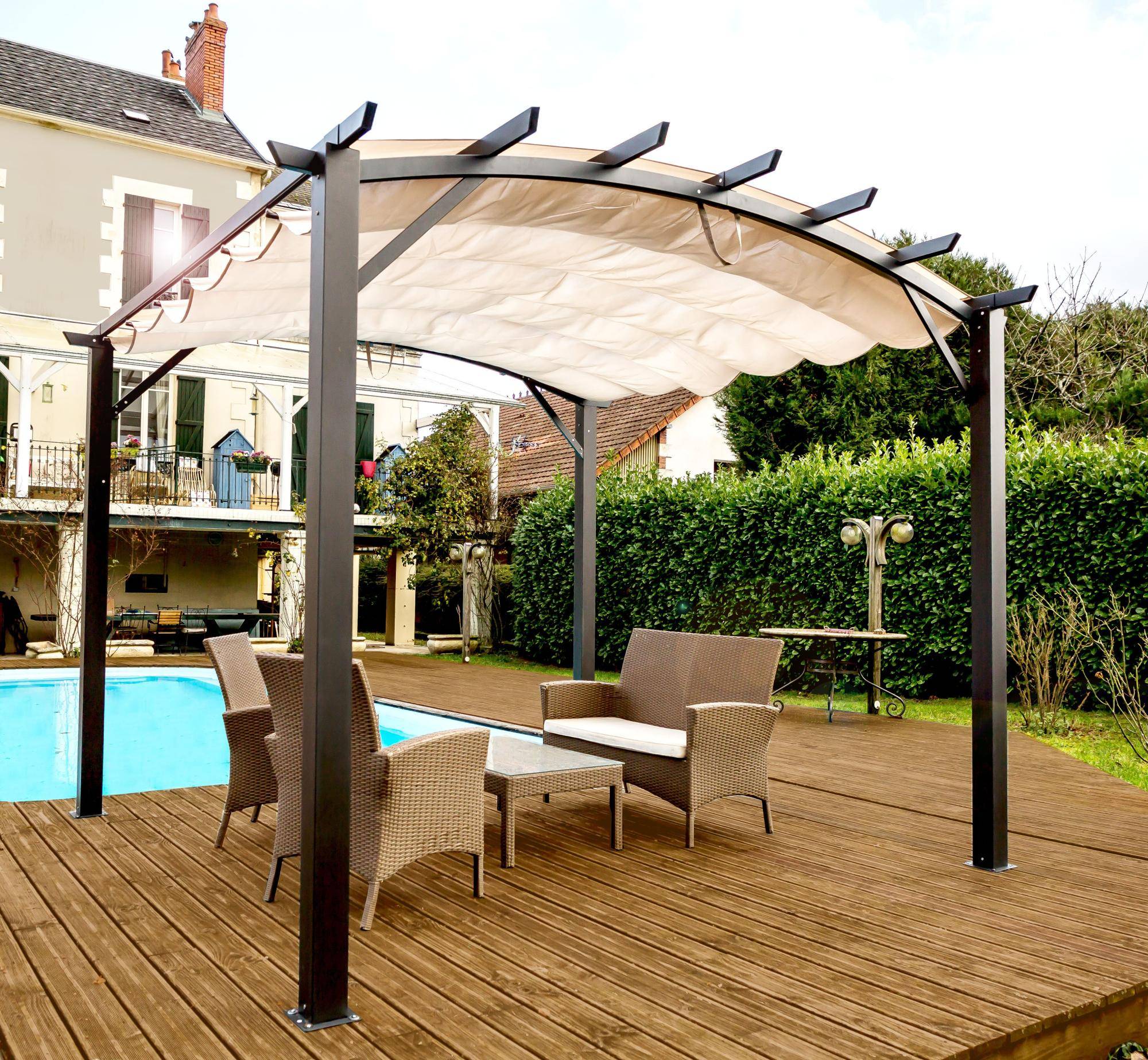 Pergola autoportante aluminium + toile coulissante 3,4 x 3,3 M - Image 13