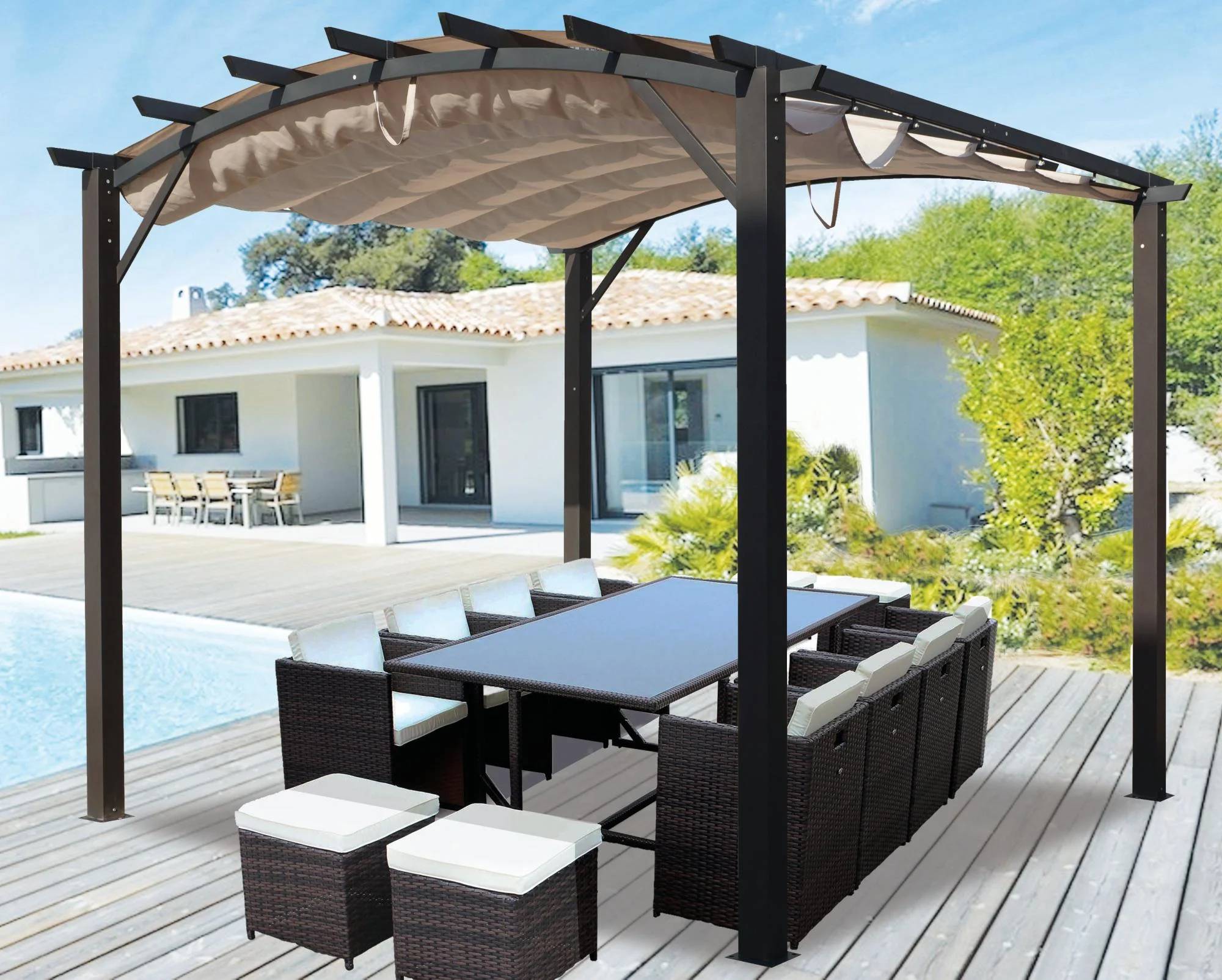 Pergola autoportante aluminium + toile coulissante 3,4 x 3,3 M - Image 10