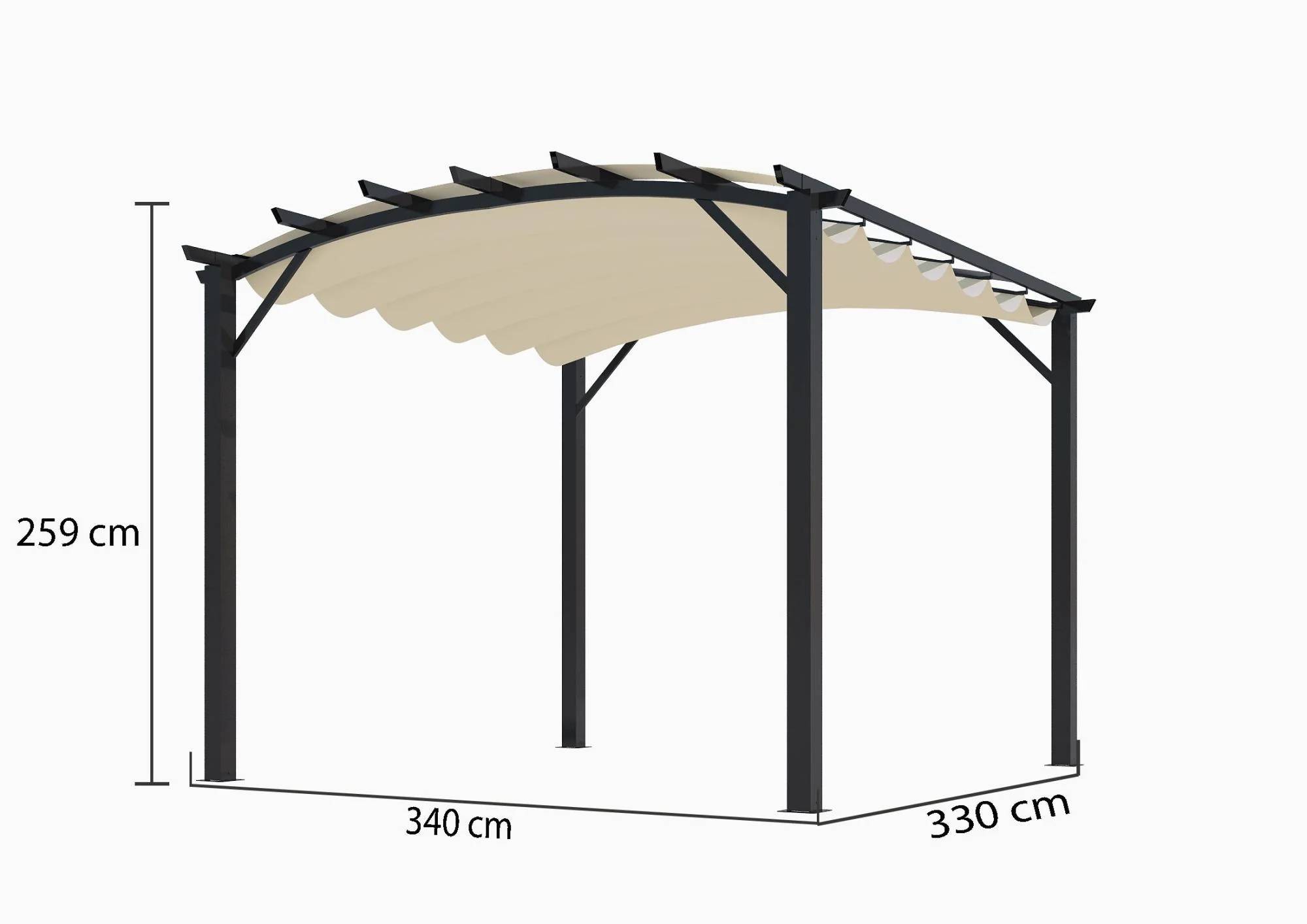 Pergola autoportante aluminium + toile coulissante 3,4 x 3,3 M - Image 12