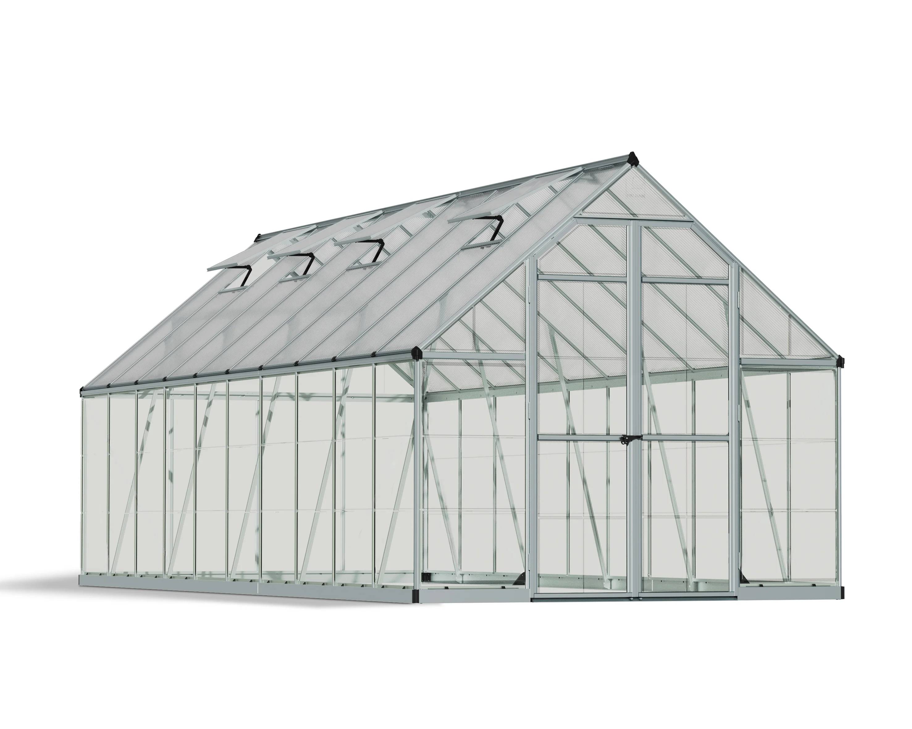 Canopia by Palram - Serre de jardin polycarbonate aluminium brut 14,8 m² Balance avec embase - Canopia by Palram - Image 9