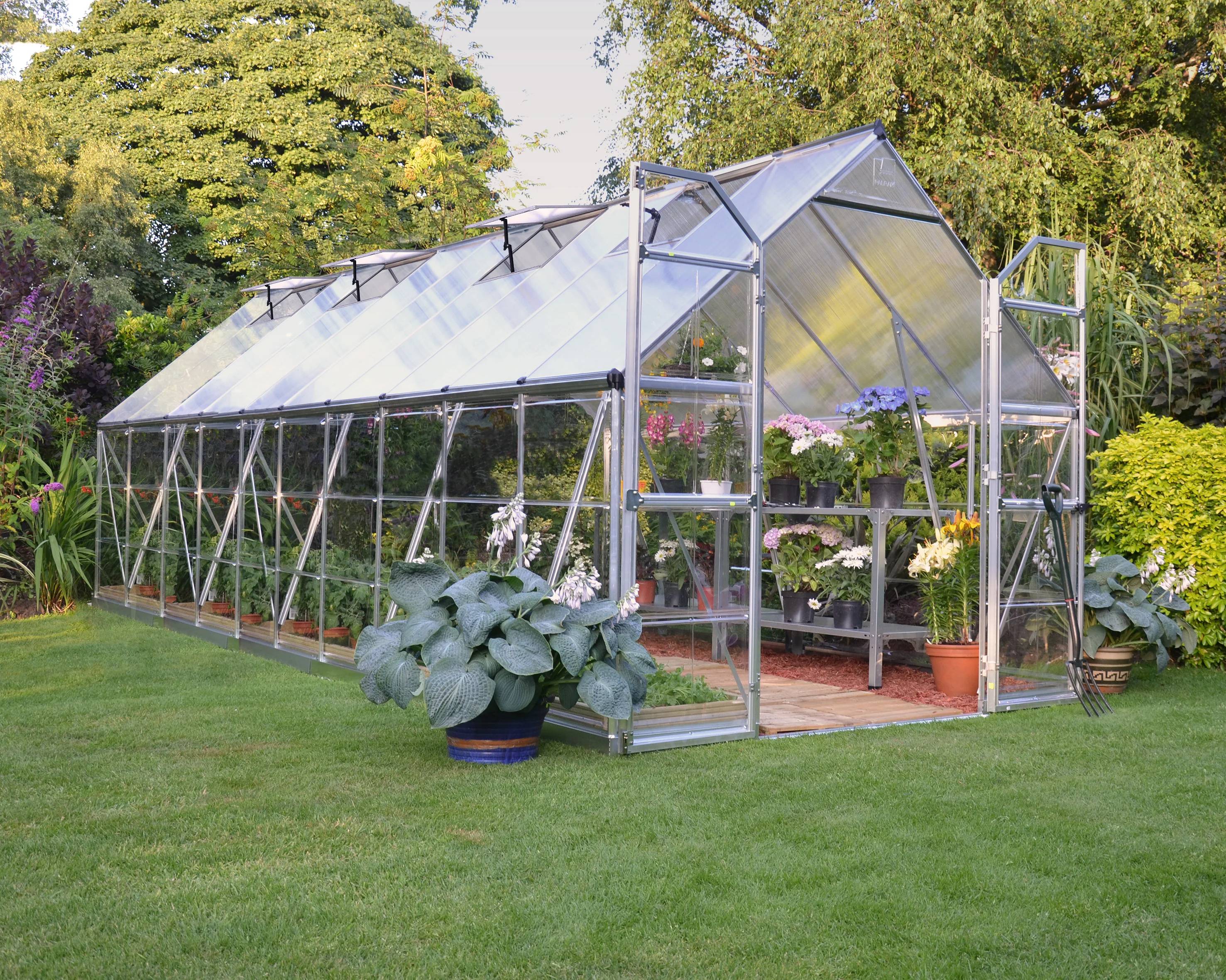 Canopia by Palram - Serre de jardin polycarbonate aluminium brut 14,8 m² Balance avec embase - Canopia by Palram - Image 7