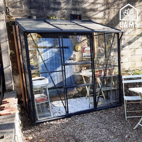 Serre de jardin adossée verre trempé aluminium LAMS - Image 1