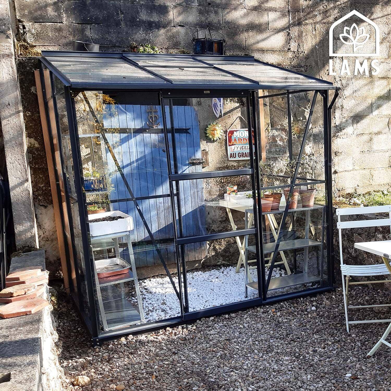 Serre de jardin adossée verre trempé aluminium LAMS - Image 3